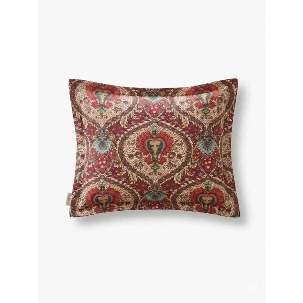 Pottery Barn Darcy Medallion Paisley Standard Pillow Sham Red Cotton 26x20‎